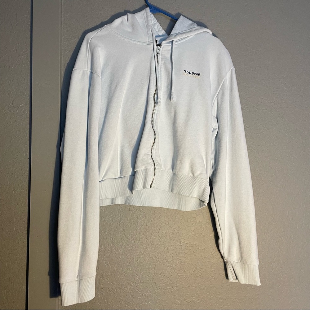 Vans light blue cropped zip up hoodie